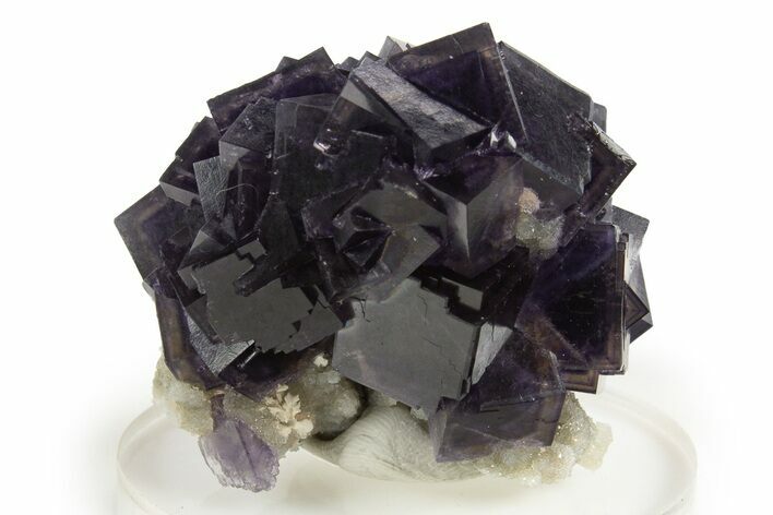 Pristine Purple Fluorite Crystals on Druzy Quartz - China #322805